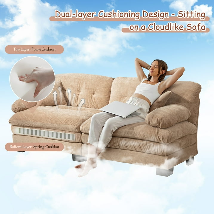 FFH 2-seat Sectional Sofa Modular Deep Seat Sofa Couch,84" Modern Loveseat Sofa for Living Room,Chenille Recliner,Spring Cushions,Solid Wood Frame,Easy Assembly for Small Spaces