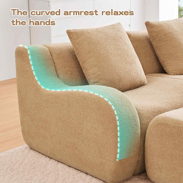 FFH 82.7" Boneless Loveseat, Teddy Sofa Sectional for Living Room, Modular Cloud Couch with Deep Seat, Streamlined Design (Camel, 2 Seater)