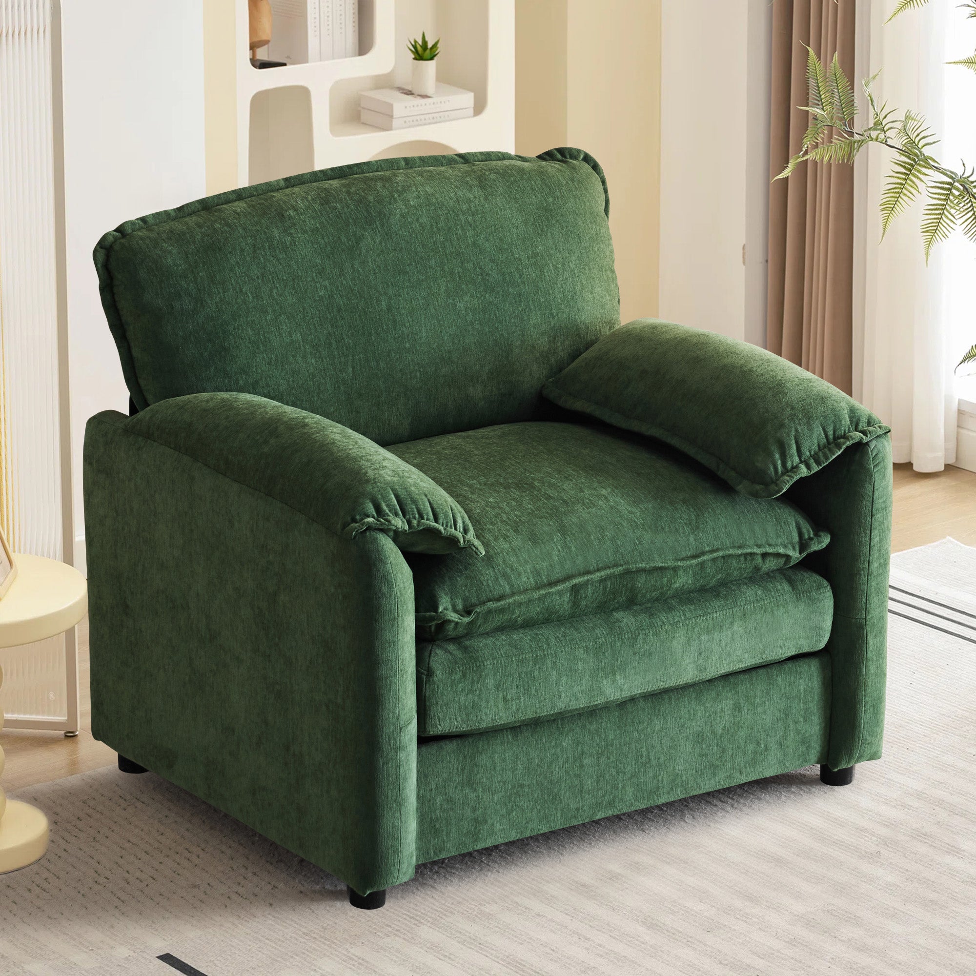 38.5" Wide Modern Accent Chair & Oversized Armchair Chenille Upholstered,Comfy Single Seat Sofa Chair Chaise Lounge with Thick Cushions for Living Room Bedroom