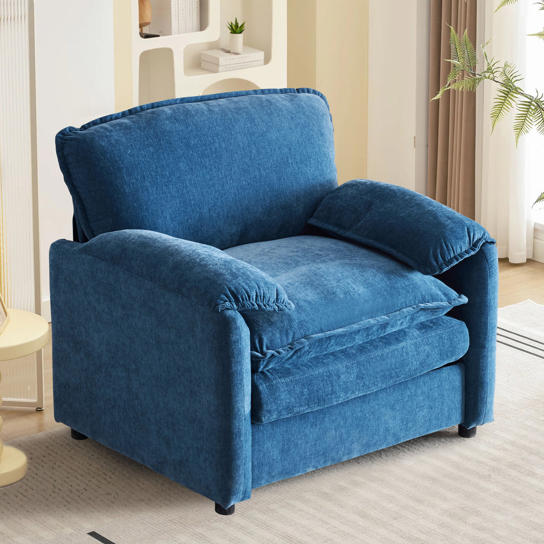 38.5" Wide Modern Accent Chair & Oversized Armchair Chenille Upholstered,Comfy Single Seat Sofa Chair Chaise Lounge with Thick Cushions for Living Room Bedroom