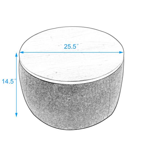 FFH Round Storage Ottoman, 2 in 1 Function, Work as End table and Ottoman, Dark Grey (25.5"x25.5"x14.5")