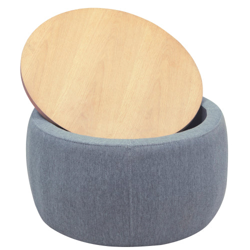 FFH Round Storage Ottoman, 2 in 1 Function, Work as End table and Ottoman, Dark Grey (25.5"x25.5"x14.5")