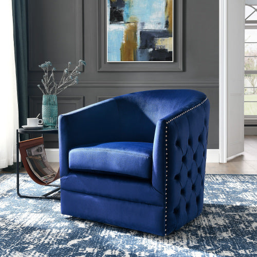 FFH 31.5"W Velvet Swivel Accent Chair-Green