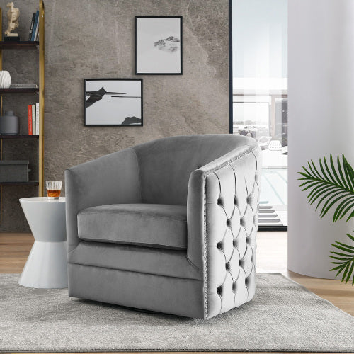 FFH 31.5"W Velvet Swivel Accent Chair-Green