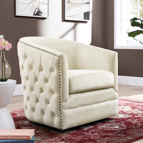 FFH 31.5"W Velvet Swivel Accent Chair-Green