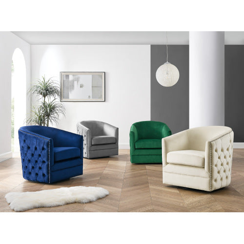 FFH 31.5"W Velvet Swivel Accent Chair-Green