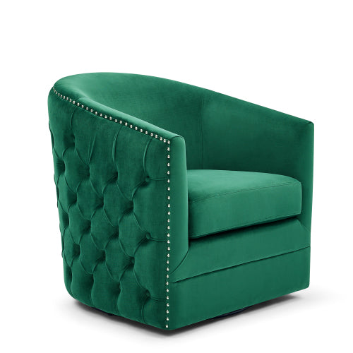 FFH 31.5"W Velvet Swivel Accent Chair-Green