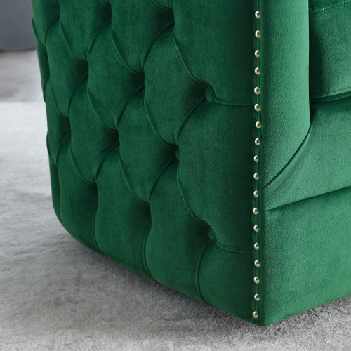FFH 31.5"W Velvet Swivel Accent Chair-Green