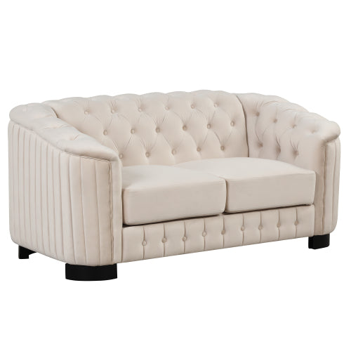 FFH 64" Velvet Upholstered Loveseat Sofa,Modern Loveseat Sofa with Thick Removable Seat Cushion,2-Person Loveseat Sofa Couch for Living Room,Bedroom,or Small Space,Gray