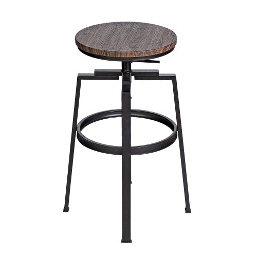 FFH Set of 2 Swivel Adjustable Height Bar Stool - WALNUT & BLACK