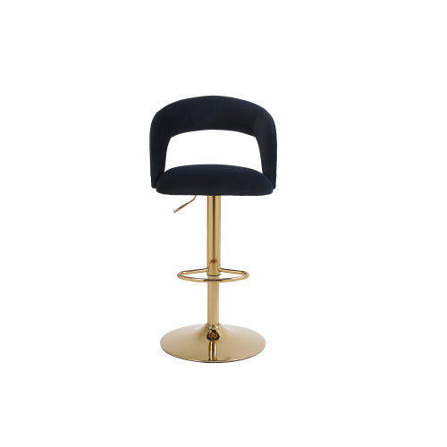 FFH Modern Barstools Bar Height, Swivel Velvet Bar Stool Counter Height Bar Chairs Adjustable Tufted Stool with Back& Footrest for Home Bar Kitchen Island Chair (Black, Set of 2)