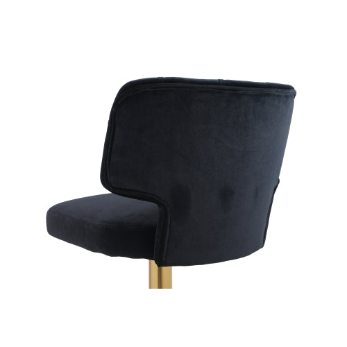 FFH Modern Barstools Bar Height, Swivel Velvet Bar Stool Counter Height Bar Chairs Adjustable Tufted Stool with Back& Footrest for Home Bar Kitchen Island Chair (Black, Set of 2)