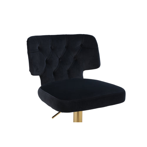 FFH Modern Barstools Bar Height, Swivel Velvet Bar Stool Counter Height Bar Chairs Adjustable Tufted Stool with Back& Footrest for Home Bar Kitchen Island Chair (Black, Set of 2)