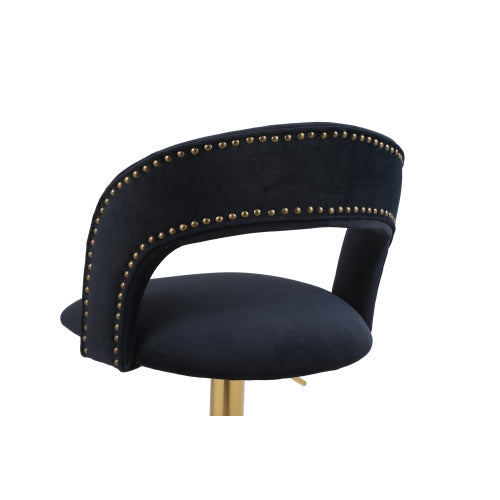 FFH Modern Barstools Bar Height, Swivel Velvet Bar Stool Counter Height Bar Chairs Adjustable Tufted Stool with Back& Footrest for Home Bar Kitchen Island Chair (Black, Set of 2)