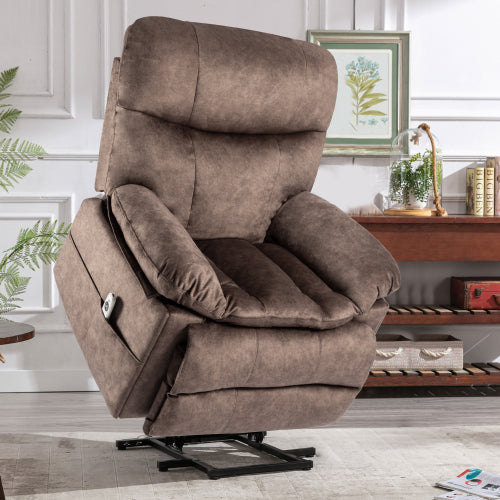 FFH 39.4" Wide Oversize Big Man Modern Velvet Power Lift Assist Recliner With Heating and Massage