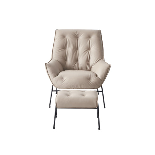 FFH Accent Chair & Ottoman, Sandstone Top Grain Leather