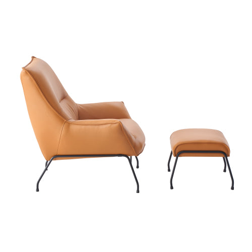 FFH Accent Chair & Ottoman, Sandstone Top Grain Leather