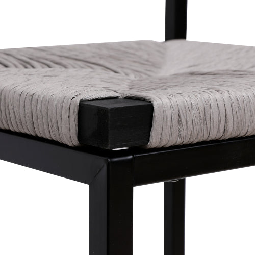 FFH Gray Set of 2 Hand Weave Bar Stools with Back Counter Height Bar Chairs Paper Rope Woven Dining Stool for Kitchen, Home & Office (Gray)