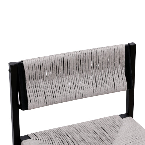 FFH Gray Set of 2 Hand Weave Bar Stools with Back Counter Height Bar Chairs Paper Rope Woven Dining Stool for Kitchen, Home & Office (Gray)