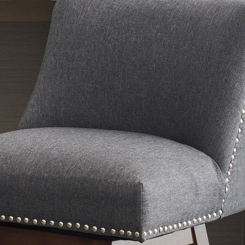 FFH 26" Upholstered Swivel Bar Stools Set of 2, Modern Linen Fabric High Back Counter Stools with Nail Head Design and Wood Frame