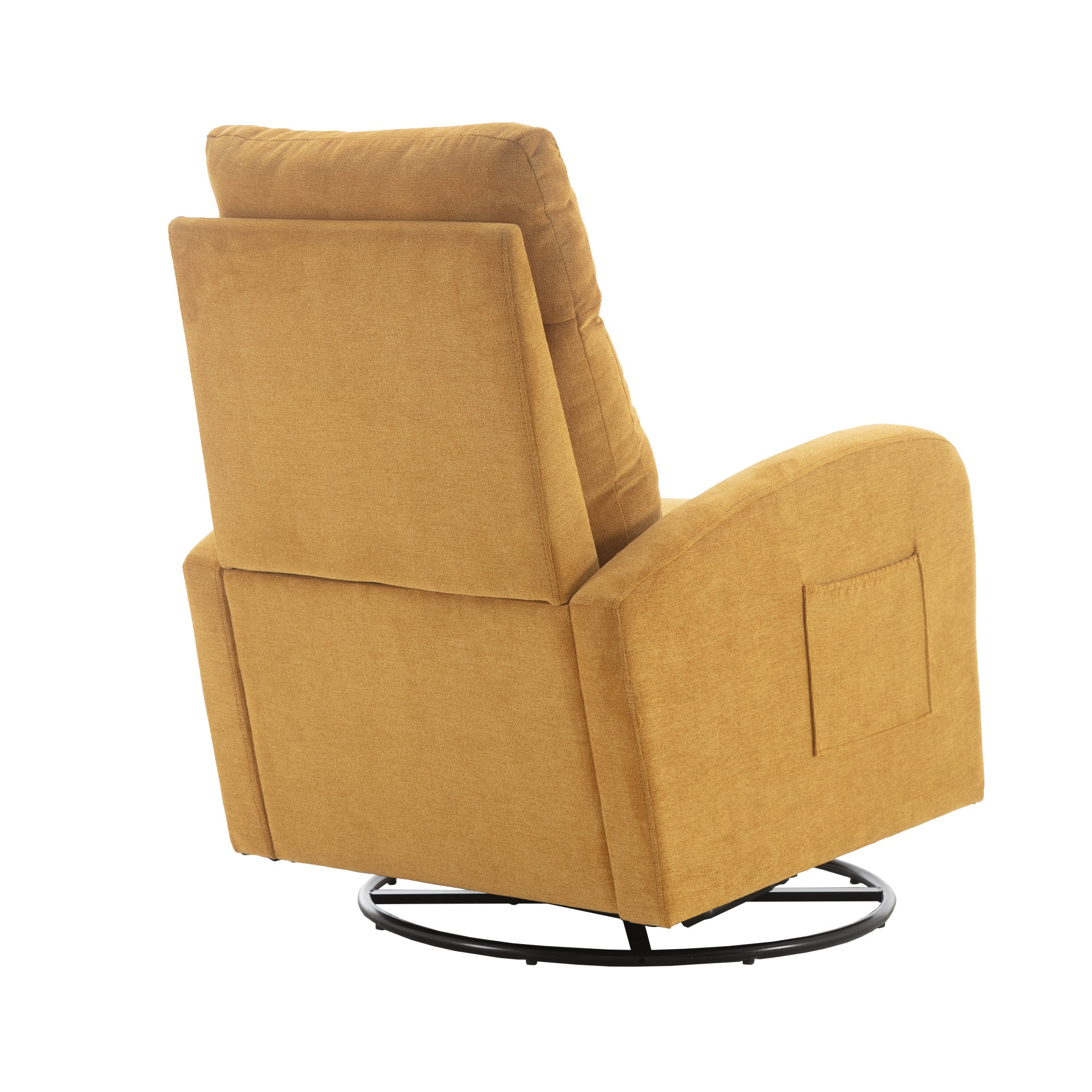 FFH Swivel Glider for Nursery, Comfy Swivel Rocking Glider Chair with Comfortable Headrest and Lumbar Pillow, Yellow Velvet