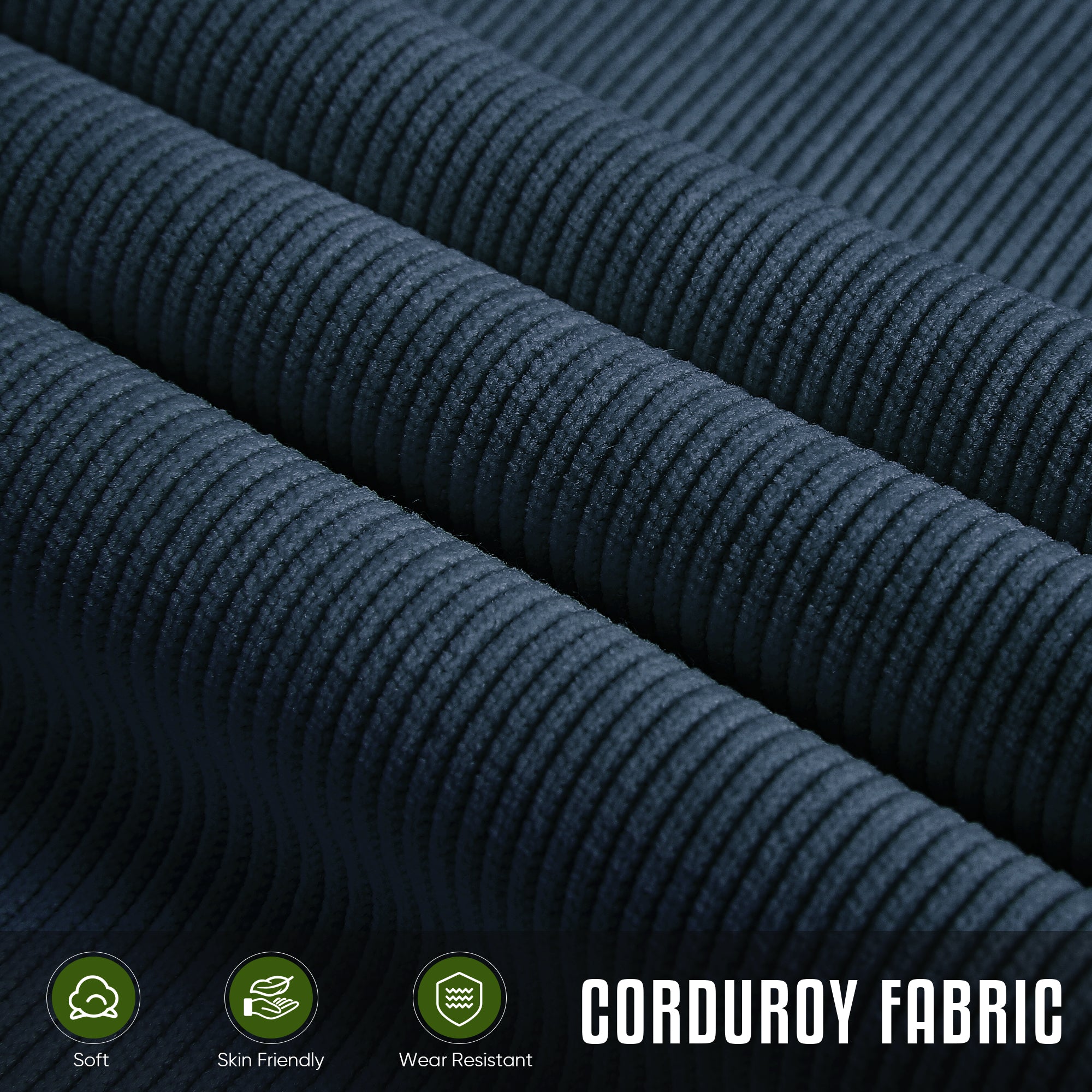 FFH 120" U-Shaped Sectional Sofa with USB & Storage, Living Room 4-Seater Couch with Double Chaise Lounge, Cup Holders, Blue Corduroy