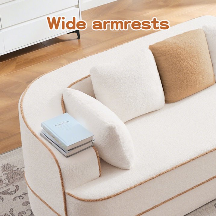 FFH 106" Cloud Sectional Couch, Modern Modular Sofa with L-Shape Chaise, Teddy Sofa for Living Room, No Assembly Required (White, Right Chaise)