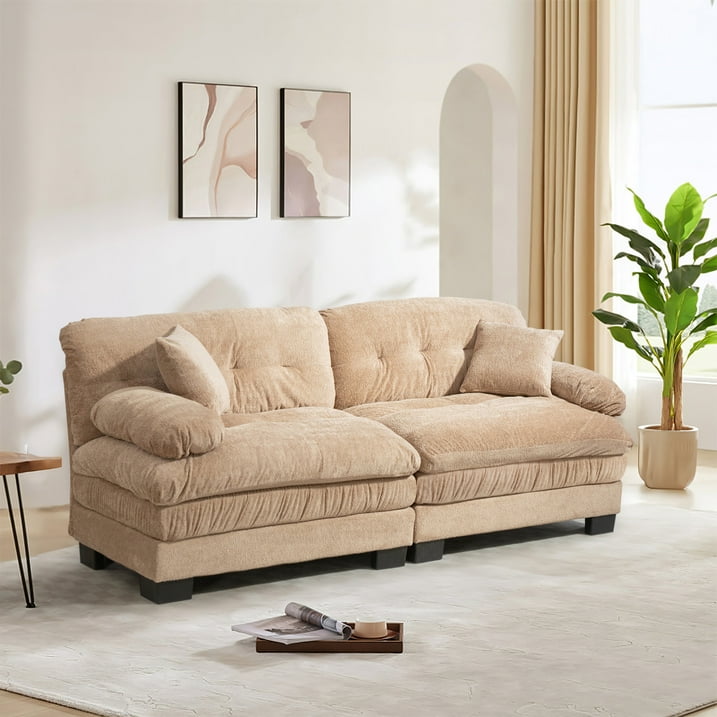 FFH 2-seat Sectional Sofa Modular Deep Seat Sofa Couch,84" Modern Loveseat Sofa for Living Room,Chenille Recliner,Spring Cushions,Solid Wood Frame,Easy Assembly for Small Spaces