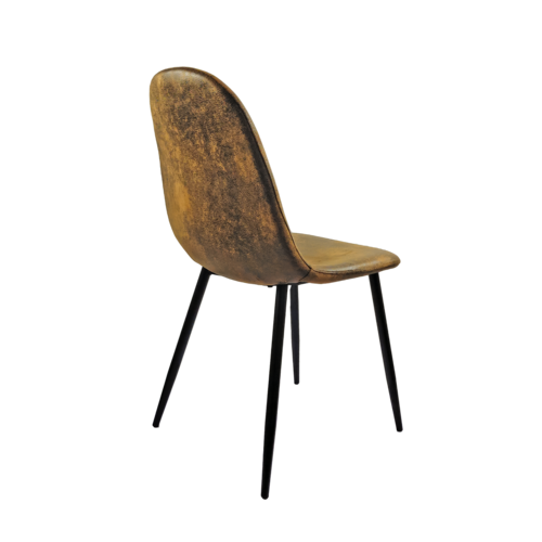 FFH MDF Wood Colour Dining Table and Modern Dining Chairs Set of 4, Mid Century Wooden Kitchen Table Set, Metal Base & Legs, Dining Room Table and Suede Chairs