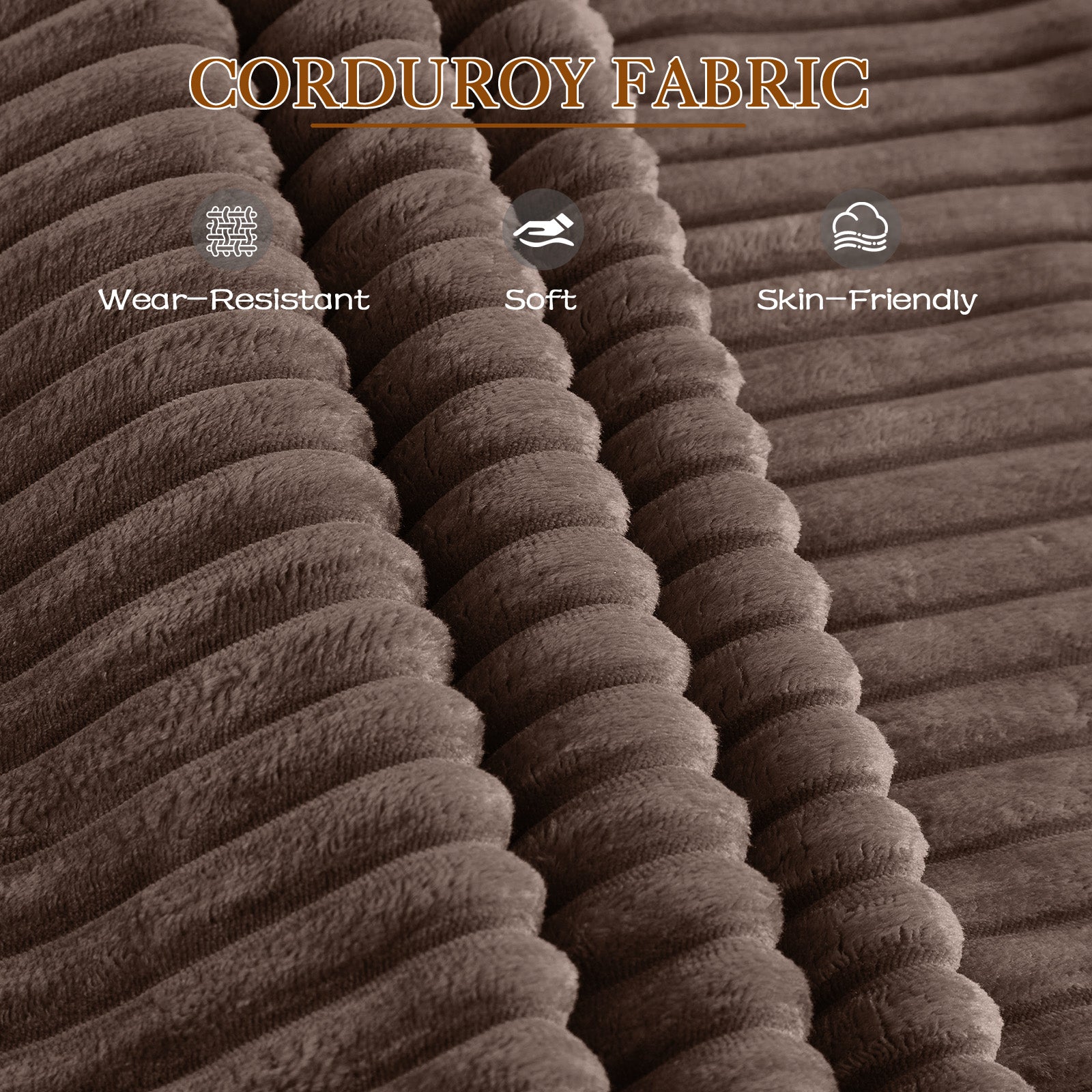 FFH Loveseat Sectional Sofa with 2 Storage Ottomans, Modular Cloud Couch with 2 Side Tables &amp; USB, Plush Double Chaise Lounge Sofa Bed Indoor, Brown Corduroy