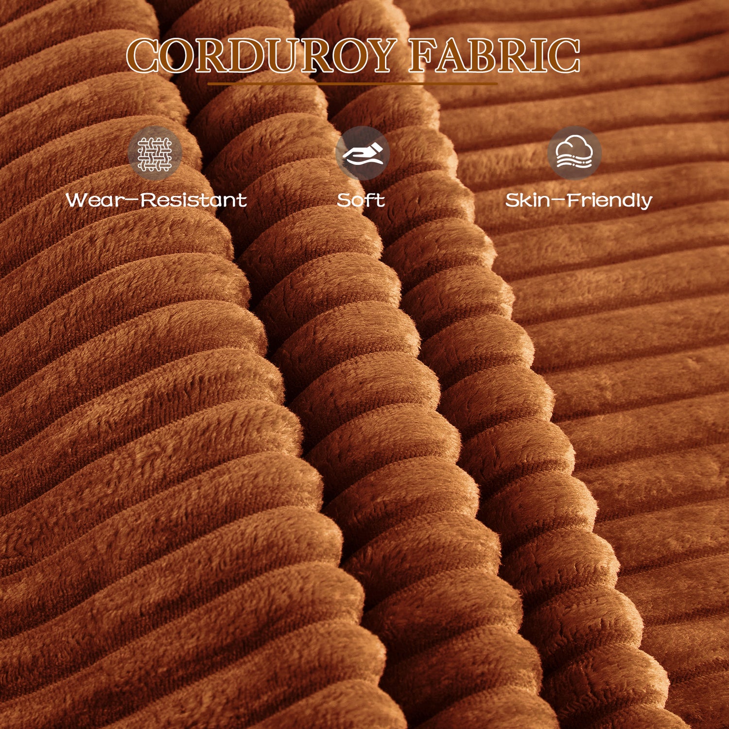 FFH Loveseat Sectional Sofa with 2 Storage Ottomans, Modular Cloud Couch with 2 Side Tables &amp; USB, Plush Double Chaise Lounge Sofa Bed Indoor, Orange Corduroy