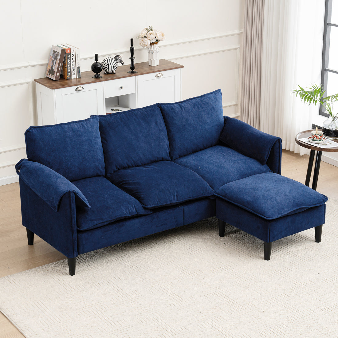 FFH Sectional Sofa Modular with Ottomans with Storage,78&quot; Cloud Couch Sectional with Comfy Armrests &amp; Seat,4 Seater L Shaped Couches for Living Room Apartment,Solid Wood Frame