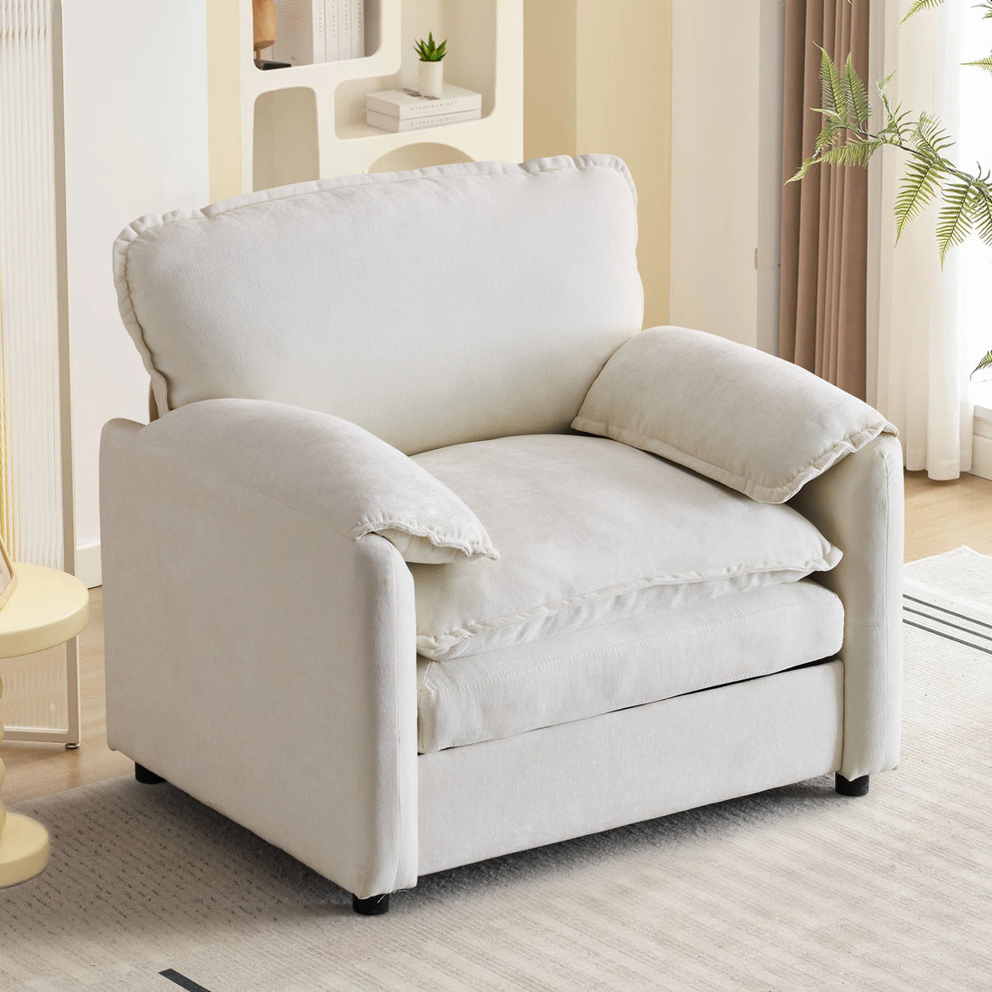 38.5" Wide Modern Accent Chair & Oversized Armchair Chenille Upholstered,Comfy Single Seat Sofa Chair Chaise Lounge with Thick Cushions for Living Room Bedroom