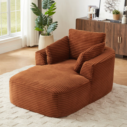 FFH Chaise Lounge Indoor, Cozy Lounge Chair Sleeper Sofa for Adults, No Assembly Required, Orange Corduroy