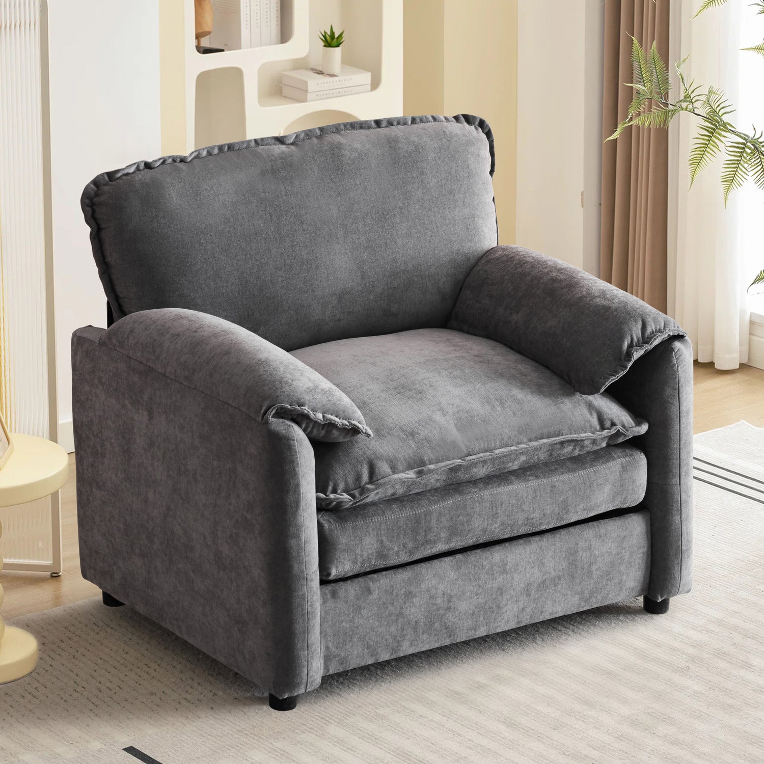 38.5&quot; Wide Modern Accent Chair &amp; Oversized Armchair Chenille Upholstered,Comfy Single Seat Sofa Chair Chaise Lounge with Thick Cushions for Living Room Bedroom