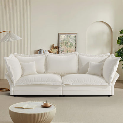 FFH 90.55&quot; Reversible Sofa, Modern Upholstered Velvet Cloud Couch with Soft Pillows, Comfy Lounge Sofa with Deep Seat for Living Room