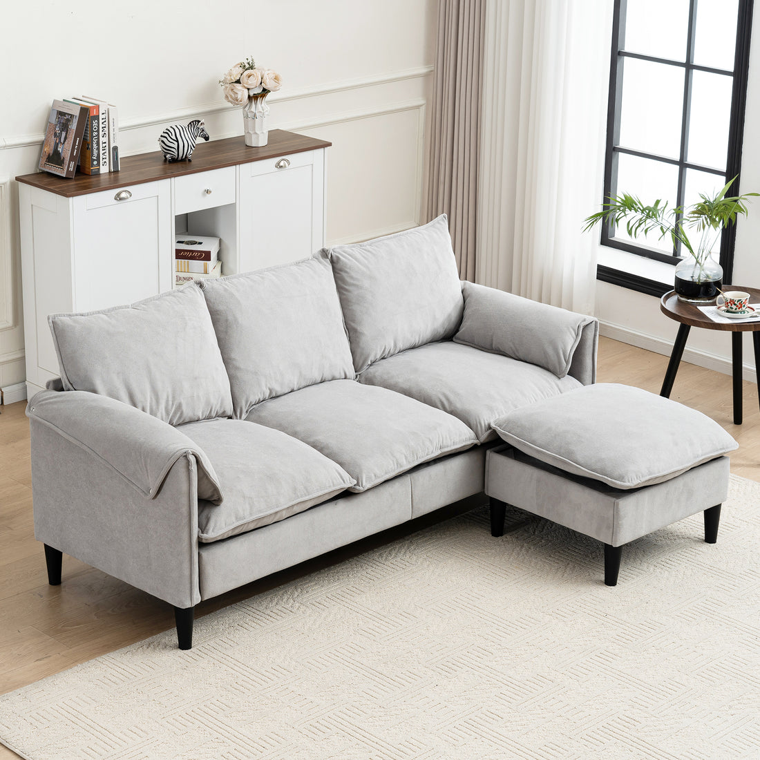 FFH Sectional Sofa Modular with Ottomans with Storage,78&quot; Cloud Couch Sectional with Comfy Armrests &amp; Seat,4 Seater L Shaped Couches for Living Room Apartment,Solid Wood Frame