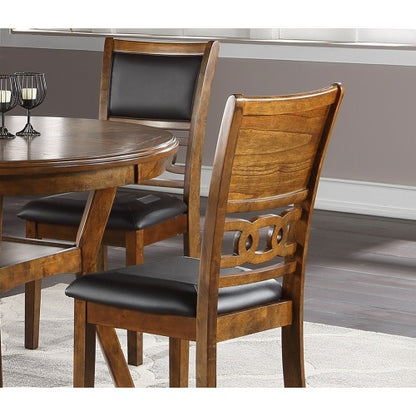 FFH Dining Room Furniture Walnut Finish Set of 2 Side Chairs Cushion Seats Unique Back Kitchen Breakfast Chairs