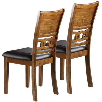 FFH Dining Room Furniture Walnut Finish Set of 2 Side Chairs Cushion Seats Unique Back Kitchen Breakfast Chairs