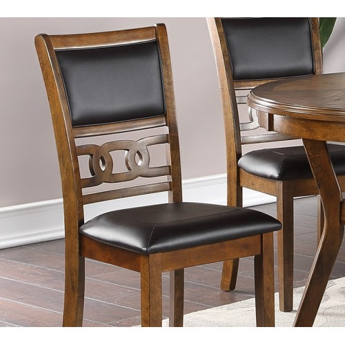 FFH Dining Room Furniture Walnut Finish Set of 2 Side Chairs Cushion Seats Unique Back Kitchen Breakfast Chairs