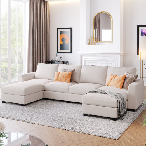 FFH U_STYLE 3 Pieces U shaped Sofa with Removable Ottomans