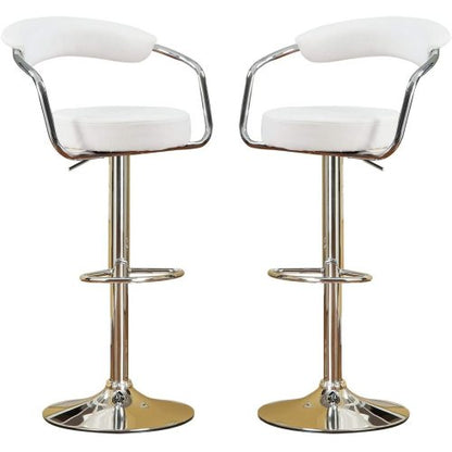 FFH Contemporary Style White Color Bar Stool Counter Height Chairs Set of 2 Adjustable Swivel Kitchen Island Stools