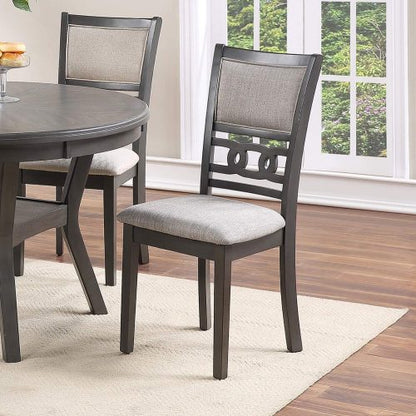 FFH Dining Room Furniture Walnut Finish Set of 2 Side Chairs Cushion Seats Unique Back Kitchen Breakfast Chairs