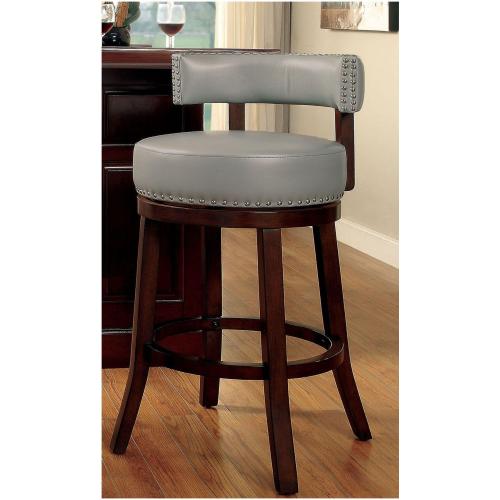 FFH Sherly Set of 2 Bar stool 30&quot; Swivel Stool Dark Oak Solid wood Dark Gray Leatherette Chairs Dining Room