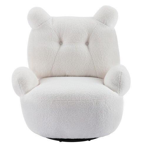 FFH Swivel Accent Chair, Teddy Short Plush Particle Velvet Armchair,360 Degree Swivel Barrel Chair for Living Room, Hotel, Bedroom, Office, Lounge