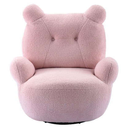 FFH Swivel Accent Chair, Teddy Short Plush Particle Velvet Armchair,360 Degree Swivel Barrel Chair for Living Room, Hotel, Bedroom, Office, Lounge