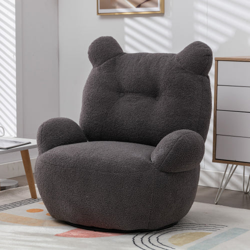 FFH Swivel Accent Chair, Teddy Short Plush Particle Velvet Armchair,360 Degree Swivel Barrel Chair for Living Room, Hotel, Bedroom, Office, Lounge