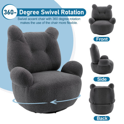 FFH Swivel Accent Chair, Teddy Short Plush Particle Velvet Armchair,360 Degree Swivel Barrel Chair for Living Room, Hotel, Bedroom, Office, Lounge