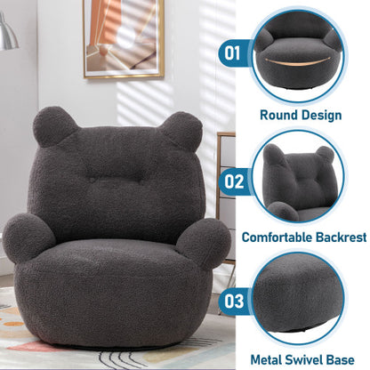 FFH Swivel Accent Chair, Teddy Short Plush Particle Velvet Armchair,360 Degree Swivel Barrel Chair for Living Room, Hotel, Bedroom, Office, Lounge