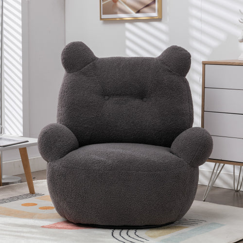 FFH Swivel Accent Chair, Teddy Short Plush Particle Velvet Armchair,360 Degree Swivel Barrel Chair for Living Room, Hotel, Bedroom, Office, Lounge